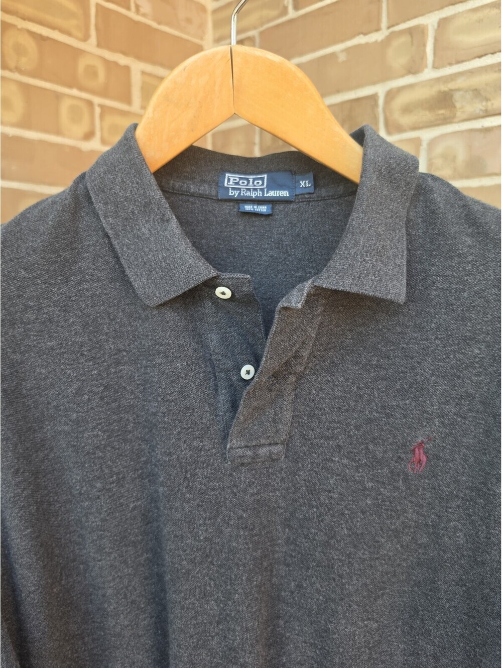 Polo Ralph Lauren Mens XL Charcoal Gray Polo Shirt Red Pony 100% Cotton Classic